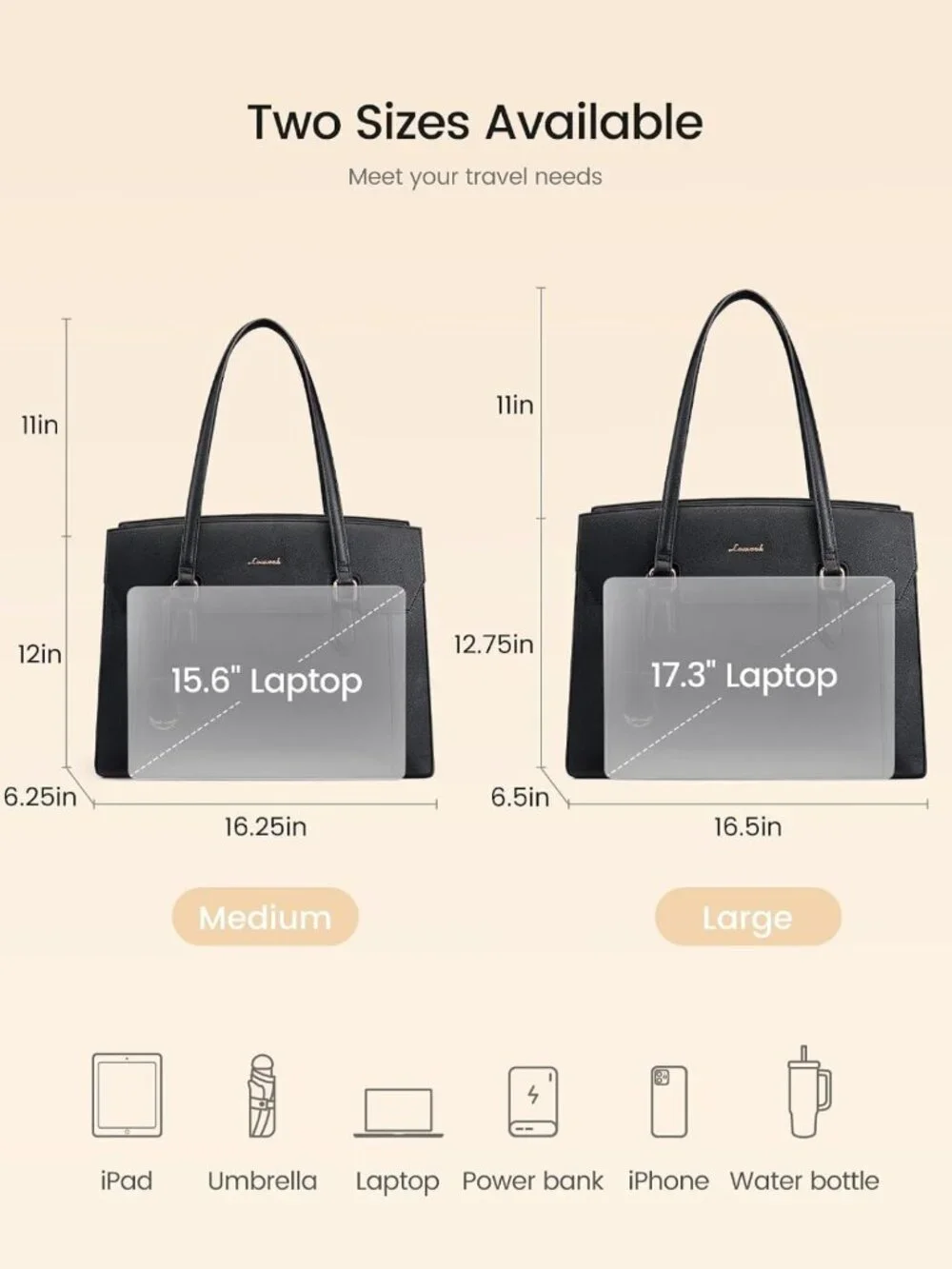 Stylish Waterproof Laptop Tote Bag for Women, 15.6